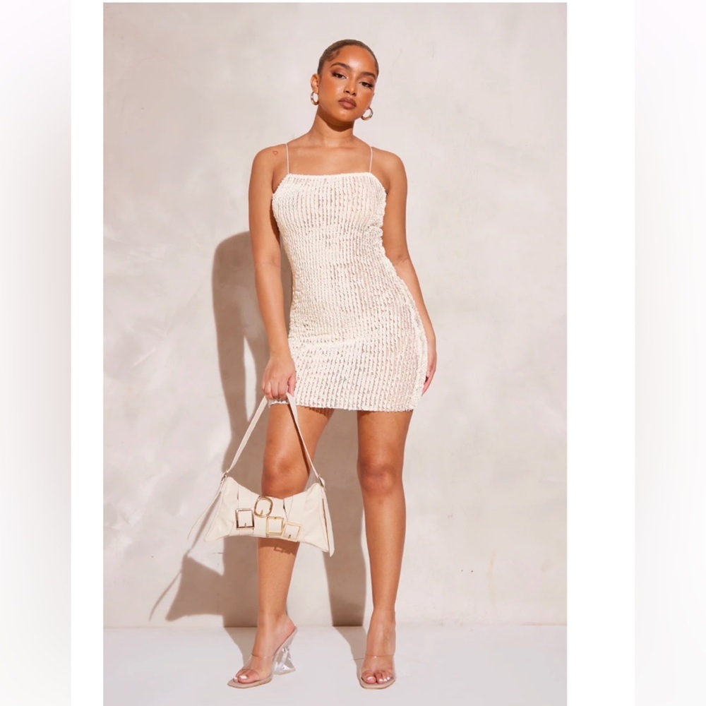 NEW Missguided Textured Mini Dress - US Size 4 | Color: Beige